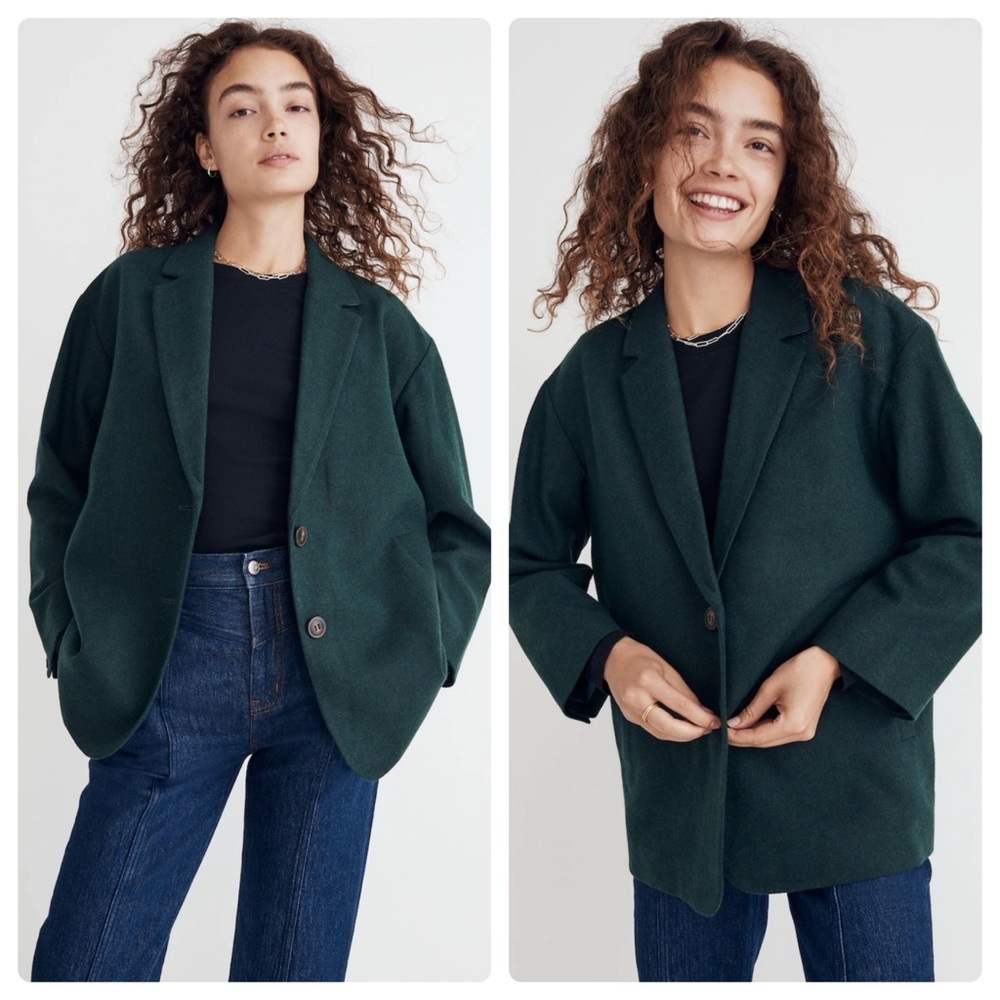 Madewell | Academia Preppy Business Casual Oversized Wool Blend Blazer 2X Green